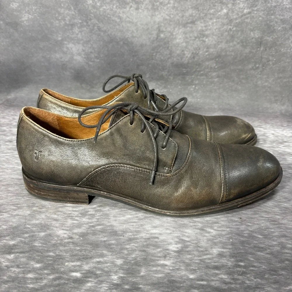 Frye Cap Toe Oxford Derby Dress Shoes Mens 13 Distressed Dark Brown Leather
